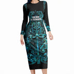 Maori Language Week Personalised Long Sleeve Bodycon Dress Kia Mau Ki To Ukaipo Paua Shell Color