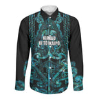Maori Language Week Personalised Long Sleeve Button Shirt Kia Mau Ki To Ukaipo Paua Shell Color