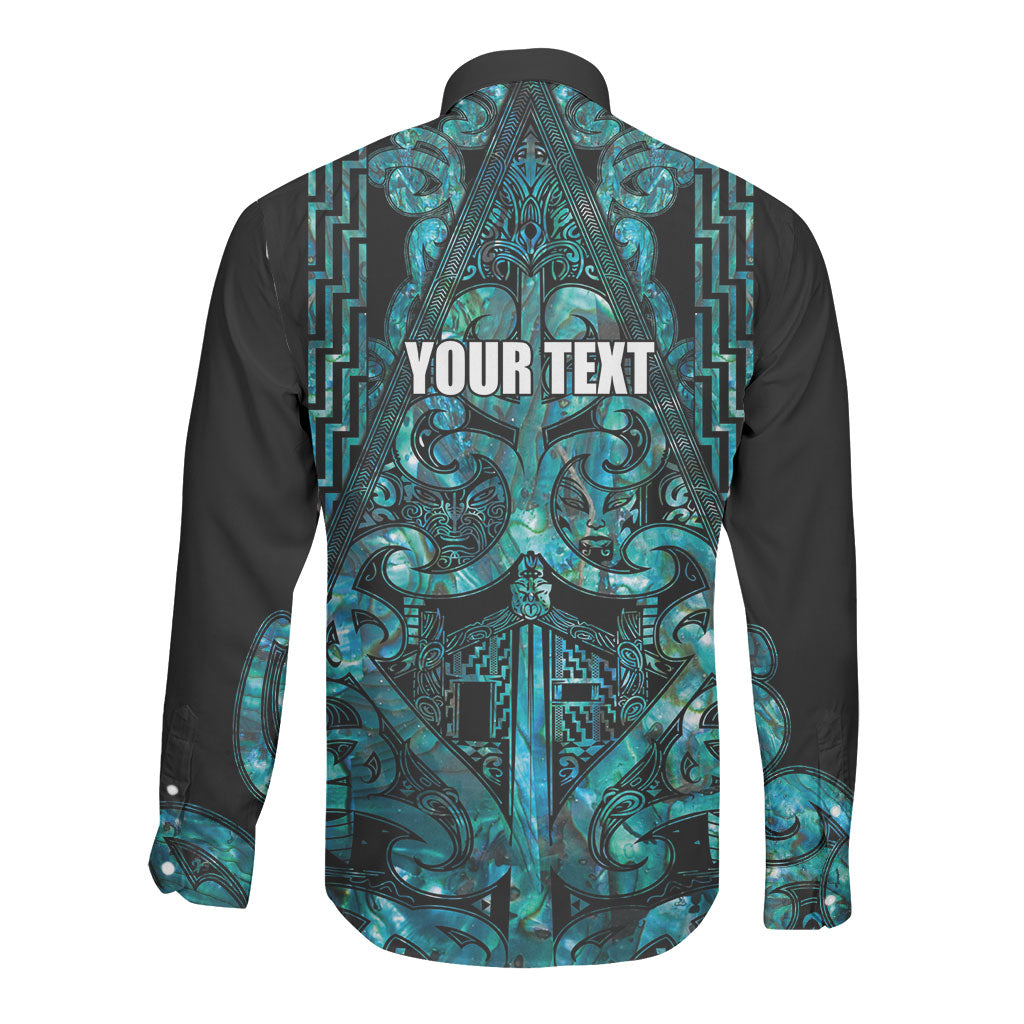Maori Language Week Personalised Long Sleeve Button Shirt Kia Mau Ki To Ukaipo Paua Shell Color