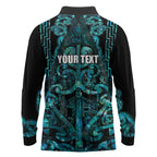 Maori Language Week Personalised Long Sleeve Polo Shirt Kia Mau Ki To Ukaipo Paua Shell Color