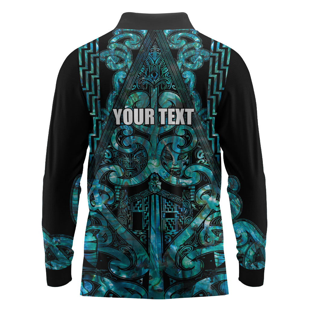 Maori Language Week Personalised Long Sleeve Polo Shirt Kia Mau Ki To Ukaipo Paua Shell Color