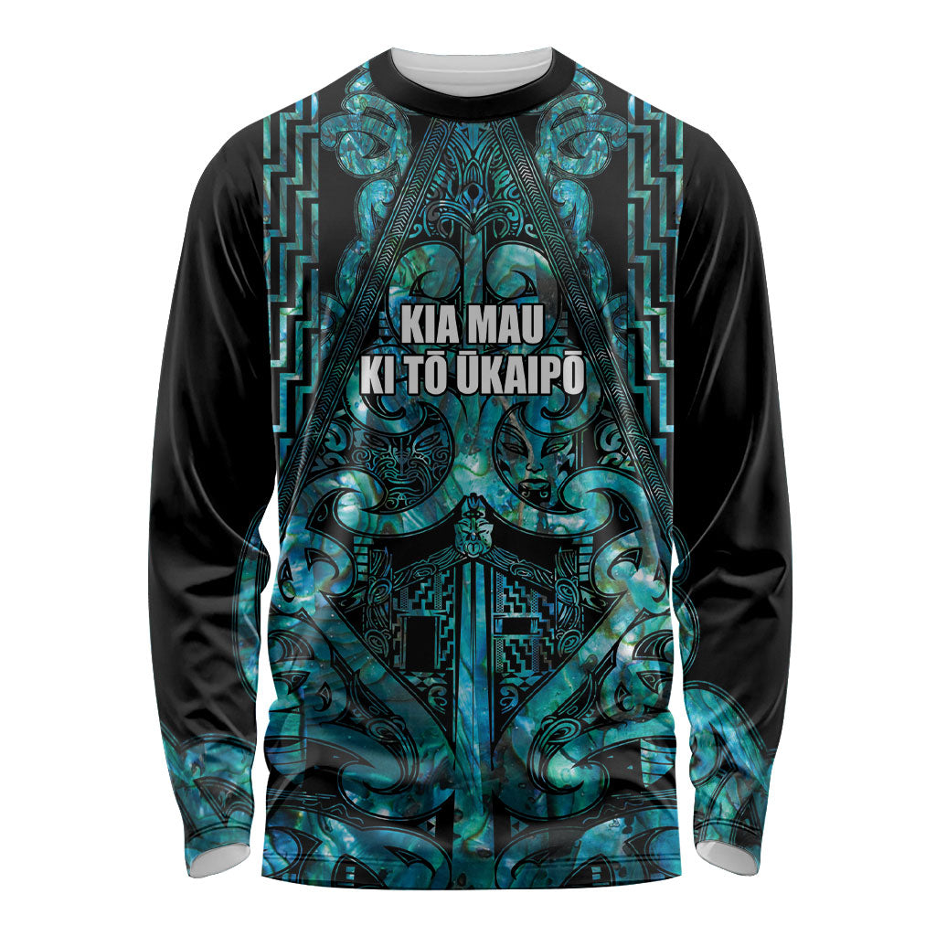 Maori Language Week Personalised Long Sleeve Shirt Kia Mau Ki To Ukaipo Paua Shell Color
