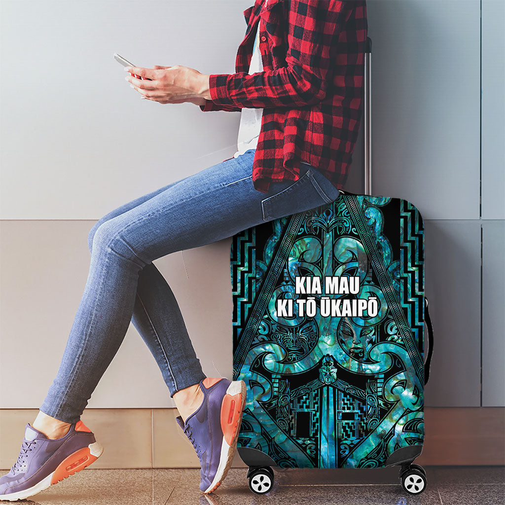Maori Language Week Luggage Cover Kia Mau Ki To Ukaipo Paua Shell Color