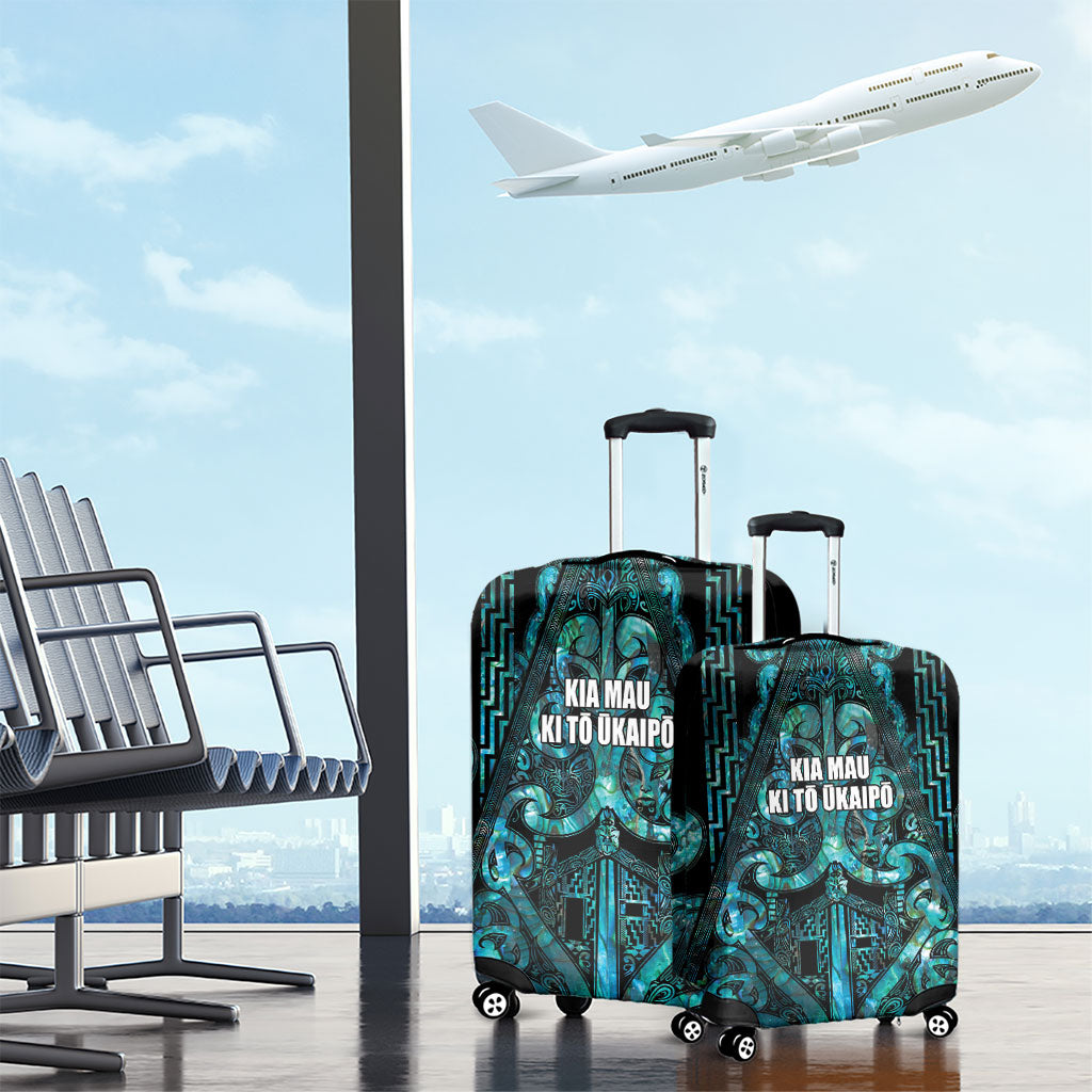 Maori Language Week Luggage Cover Kia Mau Ki To Ukaipo Paua Shell Color