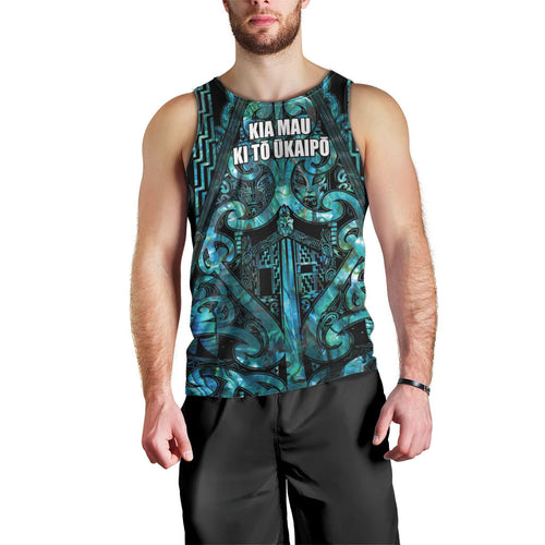 Maori Language Week Personalised Men Tank Top Kia Mau Ki To Ukaipo Paua Shell Color