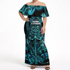 Maori Language Week Personalised Off Shoulder Maxi Dress Kia Mau Ki To Ukaipo Paua Shell Color