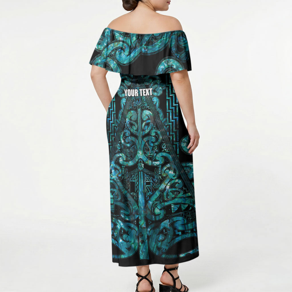 Maori Language Week Personalised Off Shoulder Maxi Dress Kia Mau Ki To Ukaipo Paua Shell Color
