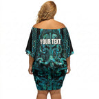 Maori Language Week Personalised Off Shoulder Short Dress Kia Mau Ki To Ukaipo Paua Shell Color