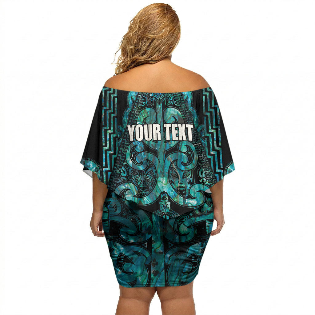 Maori Language Week Personalised Off Shoulder Short Dress Kia Mau Ki To Ukaipo Paua Shell Color