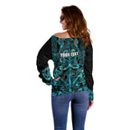 Maori Language Week Personalised Off Shoulder Sweater Kia Mau Ki To Ukaipo Paua Shell Color