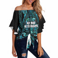 Maori Language Week Personalised Off Shoulder Wrap Waist Top Kia Mau Ki To Ukaipo Paua Shell Color