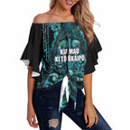 Maori Language Week Personalised Off Shoulder Wrap Waist Top Kia Mau Ki To Ukaipo Paua Shell Color