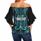 Maori Language Week Personalised Off Shoulder Wrap Waist Top Kia Mau Ki To Ukaipo Paua Shell Color
