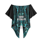 Maori Language Week Personalised Off Shoulder Wrap Waist Top Kia Mau Ki To Ukaipo Paua Shell Color