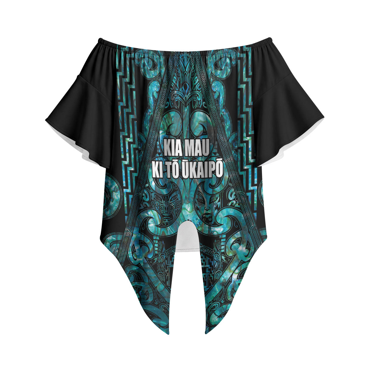 Maori Language Week Personalised Off Shoulder Wrap Waist Top Kia Mau Ki To Ukaipo Paua Shell Color
