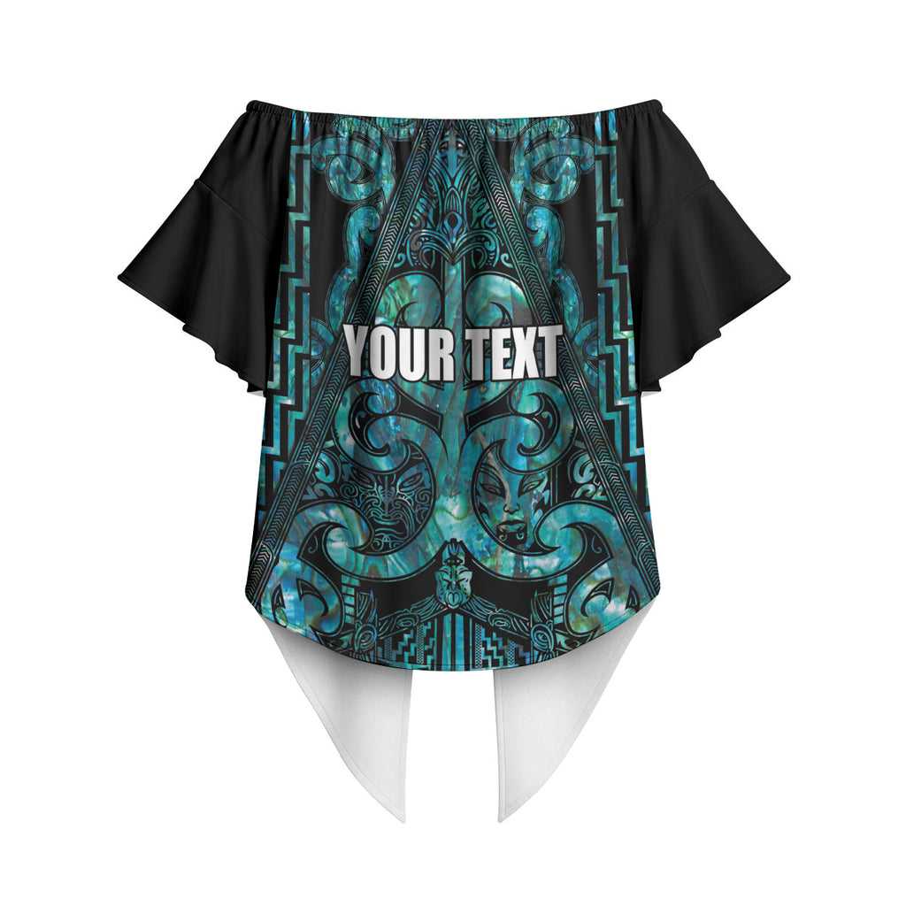 Maori Language Week Personalised Off Shoulder Wrap Waist Top Kia Mau Ki To Ukaipo Paua Shell Color