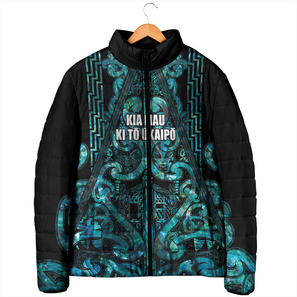 Maori Language Week Personalised Padded Jacket Kia Mau Ki To Ukaipo Paua Shell Color