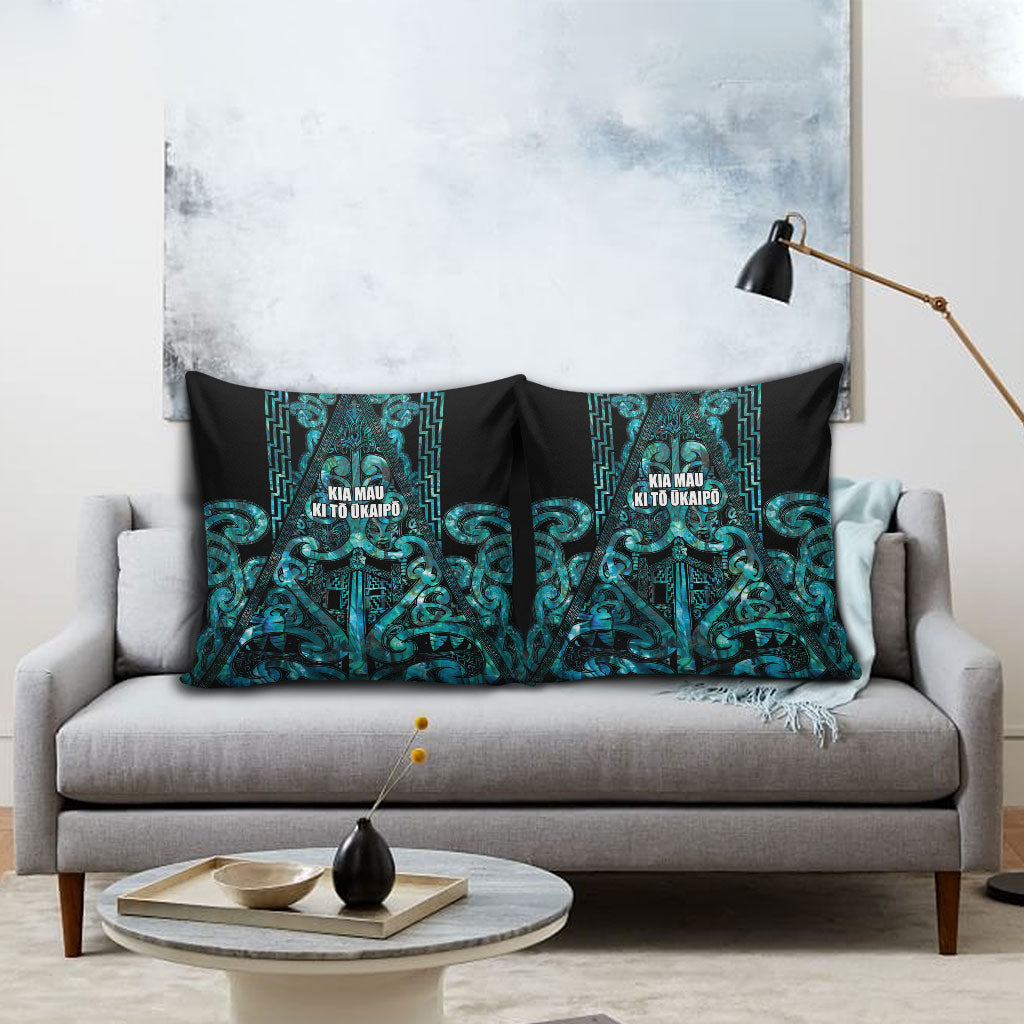 Maori Language Week Pillow Cover Kia Mau Ki To Ukaipo Paua Shell Color