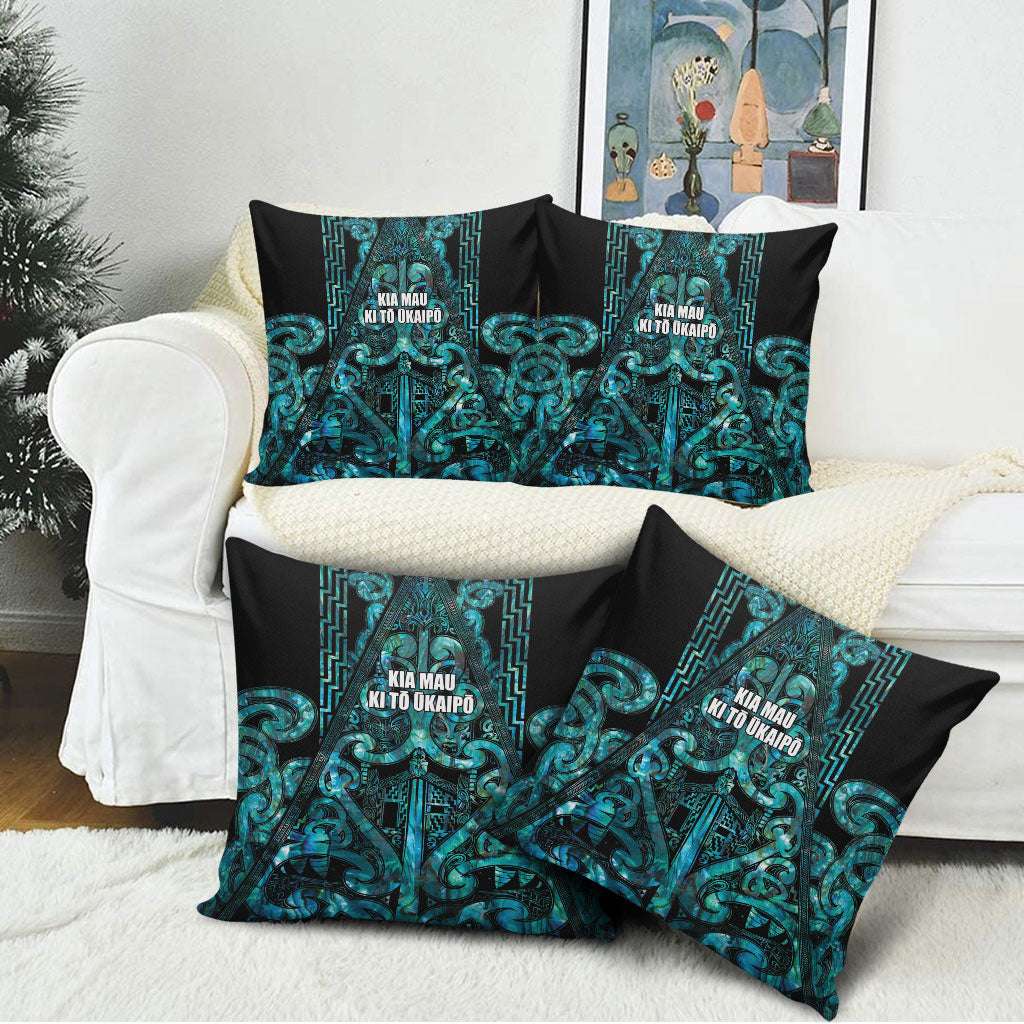 Maori Language Week Pillow Cover Kia Mau Ki To Ukaipo Paua Shell Color