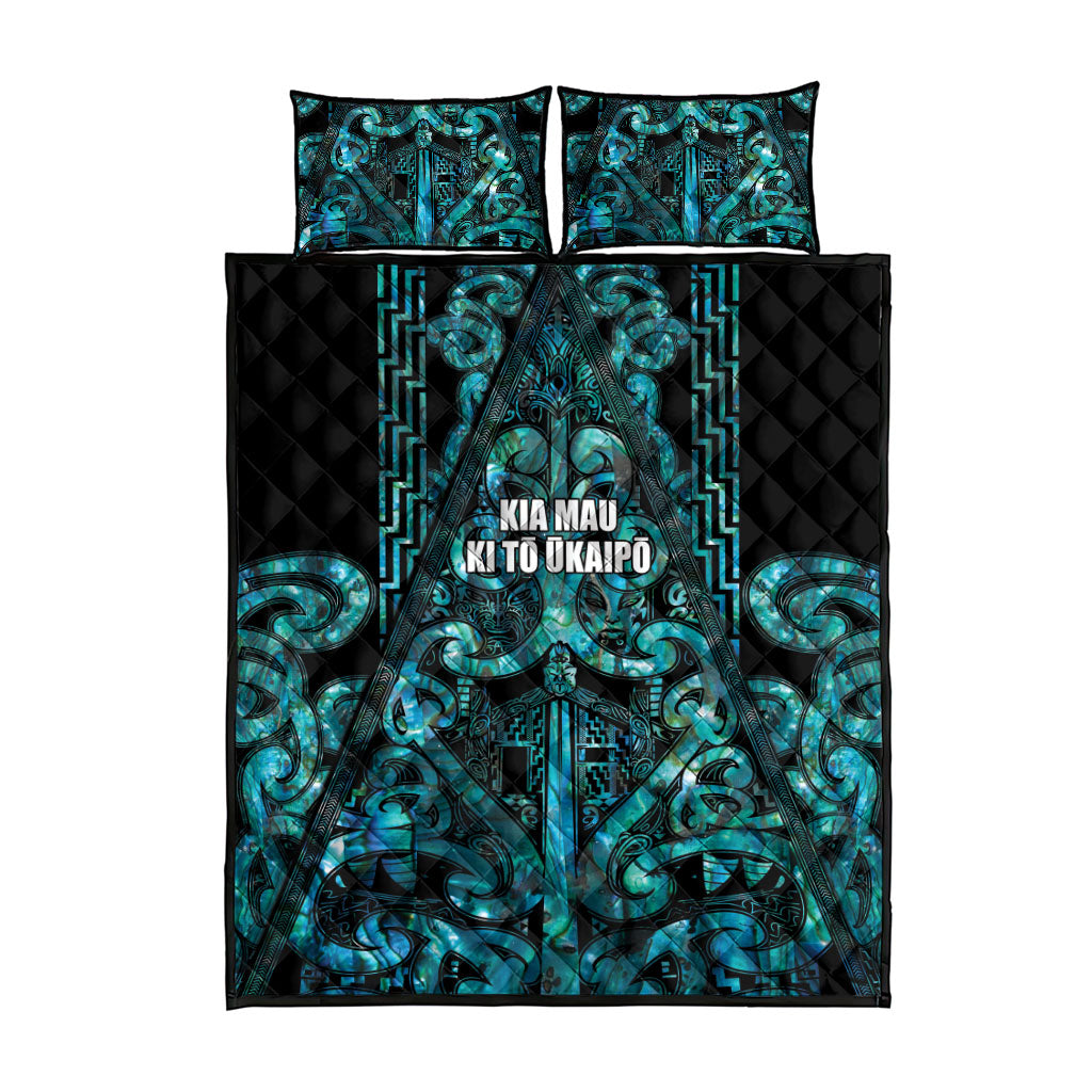 Maori Language Week Quilt Bed Set Kia Mau Ki To Ukaipo Paua Shell Color