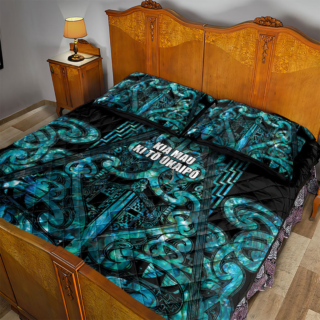 Maori Language Week Quilt Bed Set Kia Mau Ki To Ukaipo Paua Shell Color
