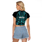Maori Language Week Personalised Raglan Cropped T Shirt Kia Mau Ki To Ukaipo Paua Shell Color