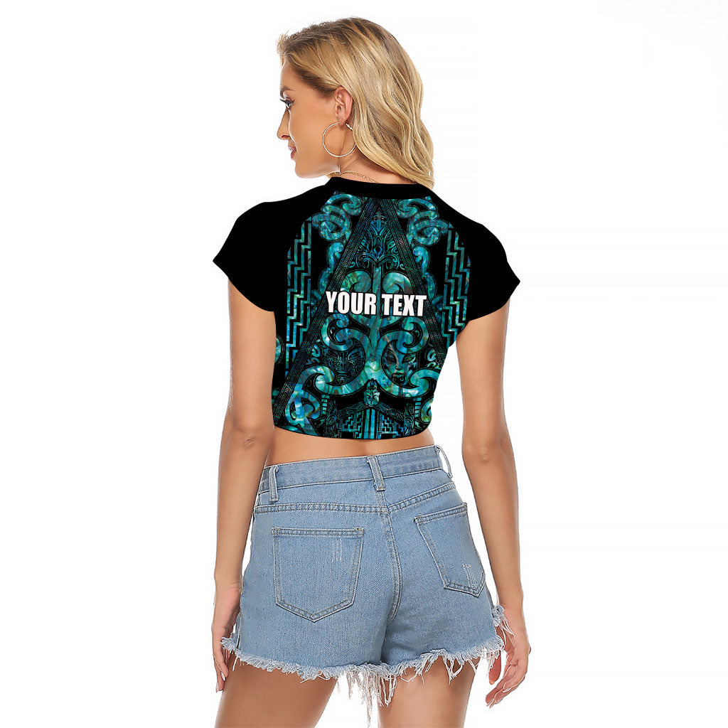 Maori Language Week Personalised Raglan Cropped T Shirt Kia Mau Ki To Ukaipo Paua Shell Color