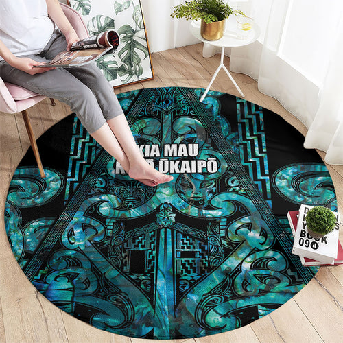 Maori Language Week Round Carpet Kia Mau Ki To Ukaipo Paua Shell Color