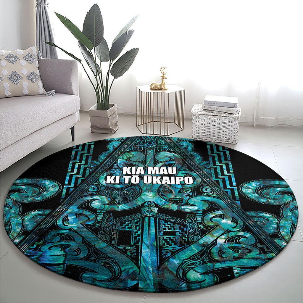 Maori Language Week Round Carpet Kia Mau Ki To Ukaipo Paua Shell Color