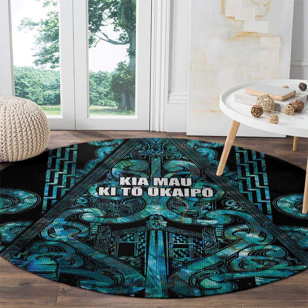 Maori Language Week Round Carpet Kia Mau Ki To Ukaipo Paua Shell Color