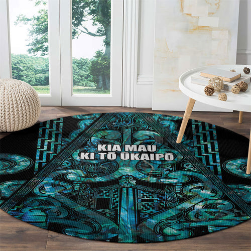 Maori Language Week Round Carpet Kia Mau Ki To Ukaipo Paua Shell Color