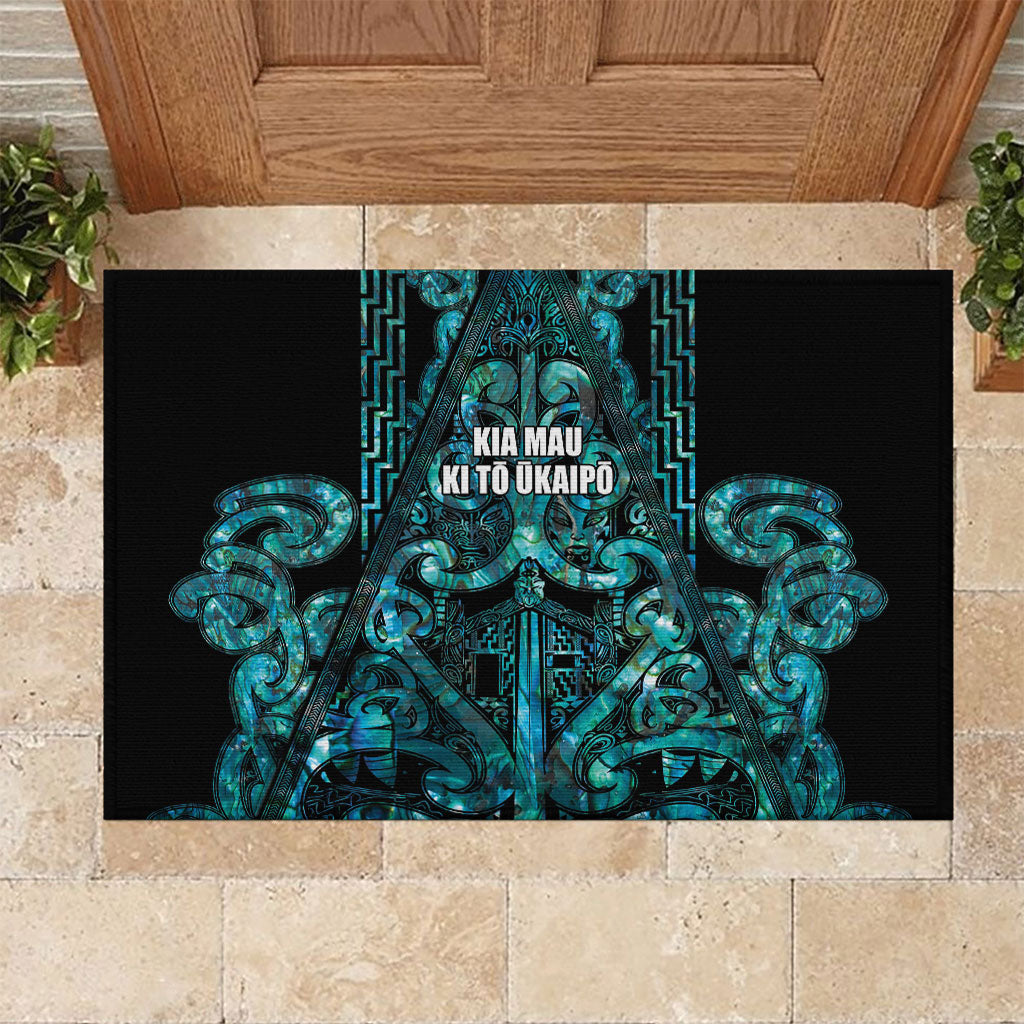 Maori Language Week Rubber Doormat Kia Mau Ki To Ukaipo Paua Shell Color