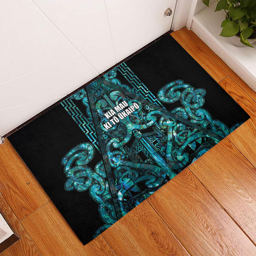 Maori Language Week Rubber Doormat Kia Mau Ki To Ukaipo Paua Shell Color