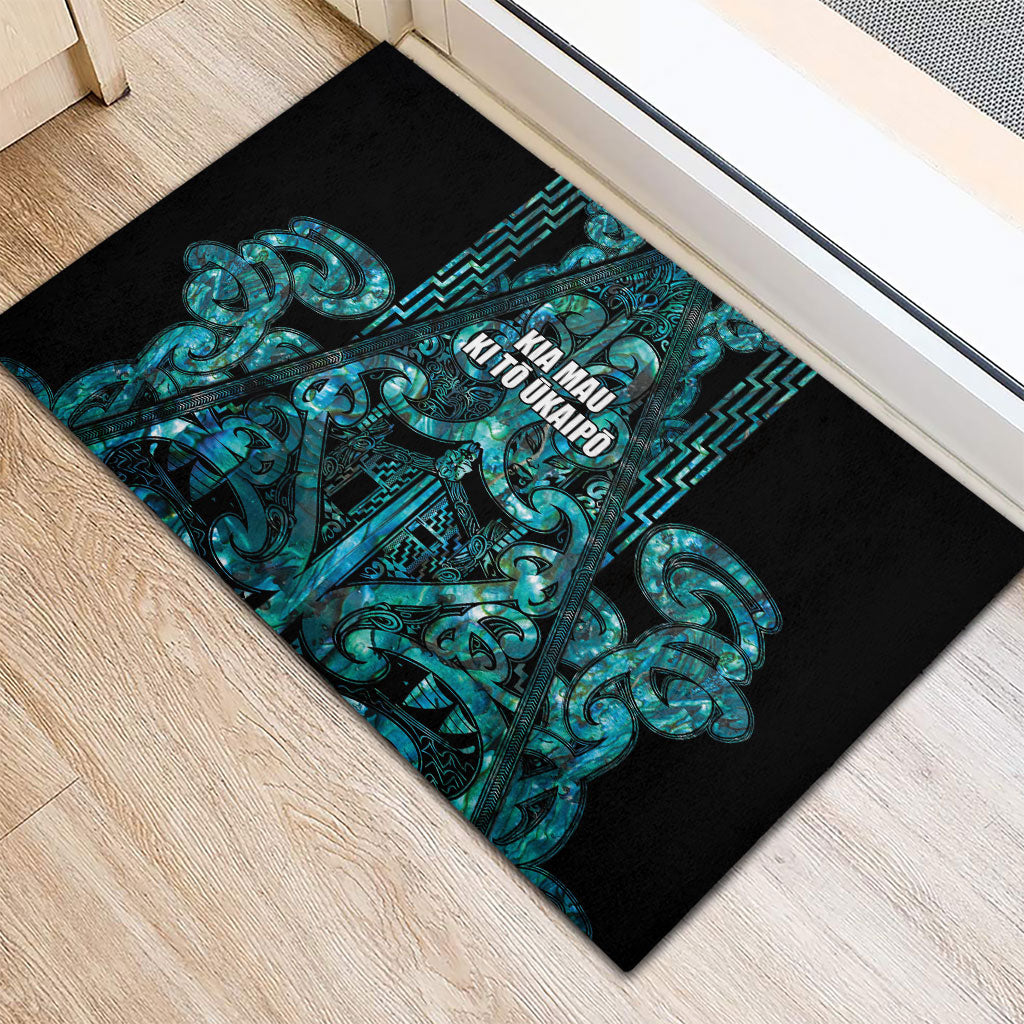Maori Language Week Rubber Doormat Kia Mau Ki To Ukaipo Paua Shell Color