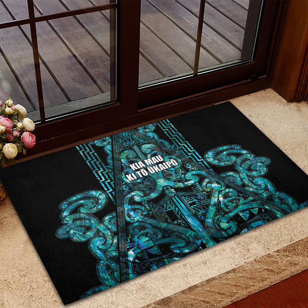Maori Language Week Rubber Doormat Kia Mau Ki To Ukaipo Paua Shell Color