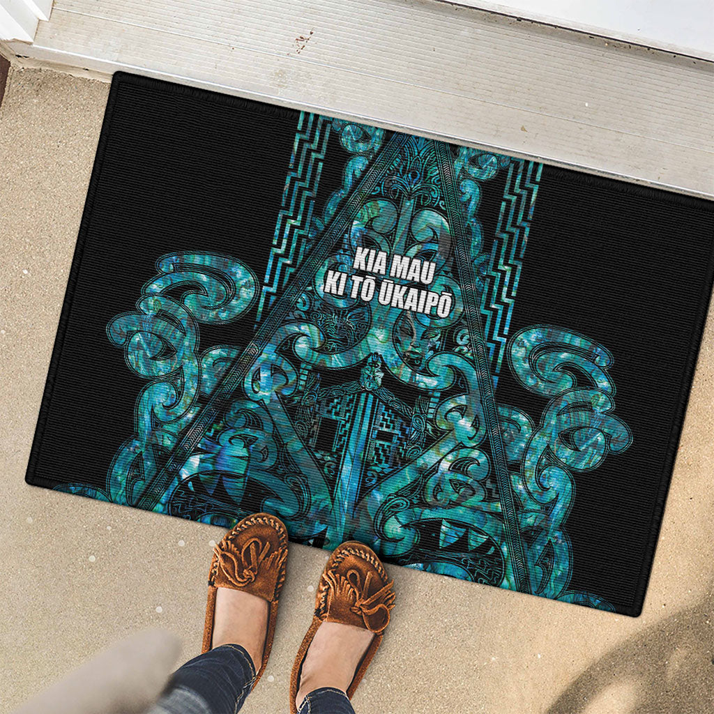 Maori Language Week Rubber Doormat Kia Mau Ki To Ukaipo Paua Shell Color
