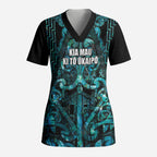 Maori Language Week Personalised Scrub Top Kia Mau Ki To Ukaipo Paua Shell Color