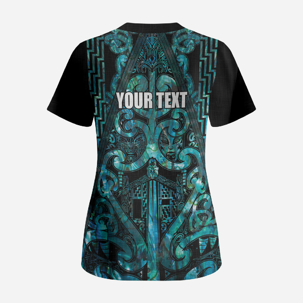 Maori Language Week Personalised Scrub Top Kia Mau Ki To Ukaipo Paua Shell Color
