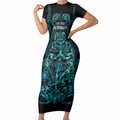 Maori Language Week Personalised Short Sleeve Bodycon Dress Kia Mau Ki To Ukaipo Paua Shell Color