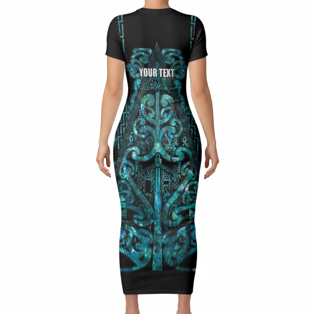 Maori Language Week Personalised Short Sleeve Bodycon Dress Kia Mau Ki To Ukaipo Paua Shell Color