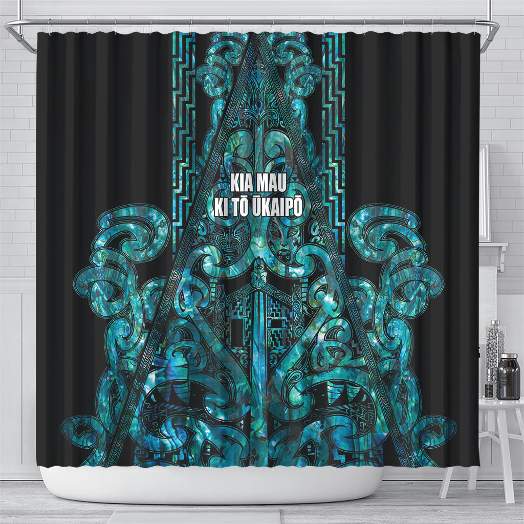 Maori Language Week Shower Curtain Kia Mau Ki To Ukaipo Paua Shell Color
