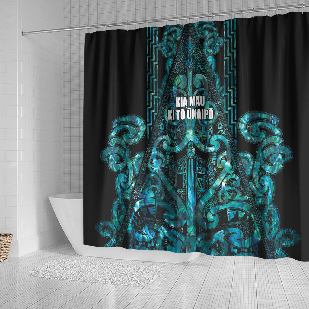 Maori Language Week Shower Curtain Kia Mau Ki To Ukaipo Paua Shell Color