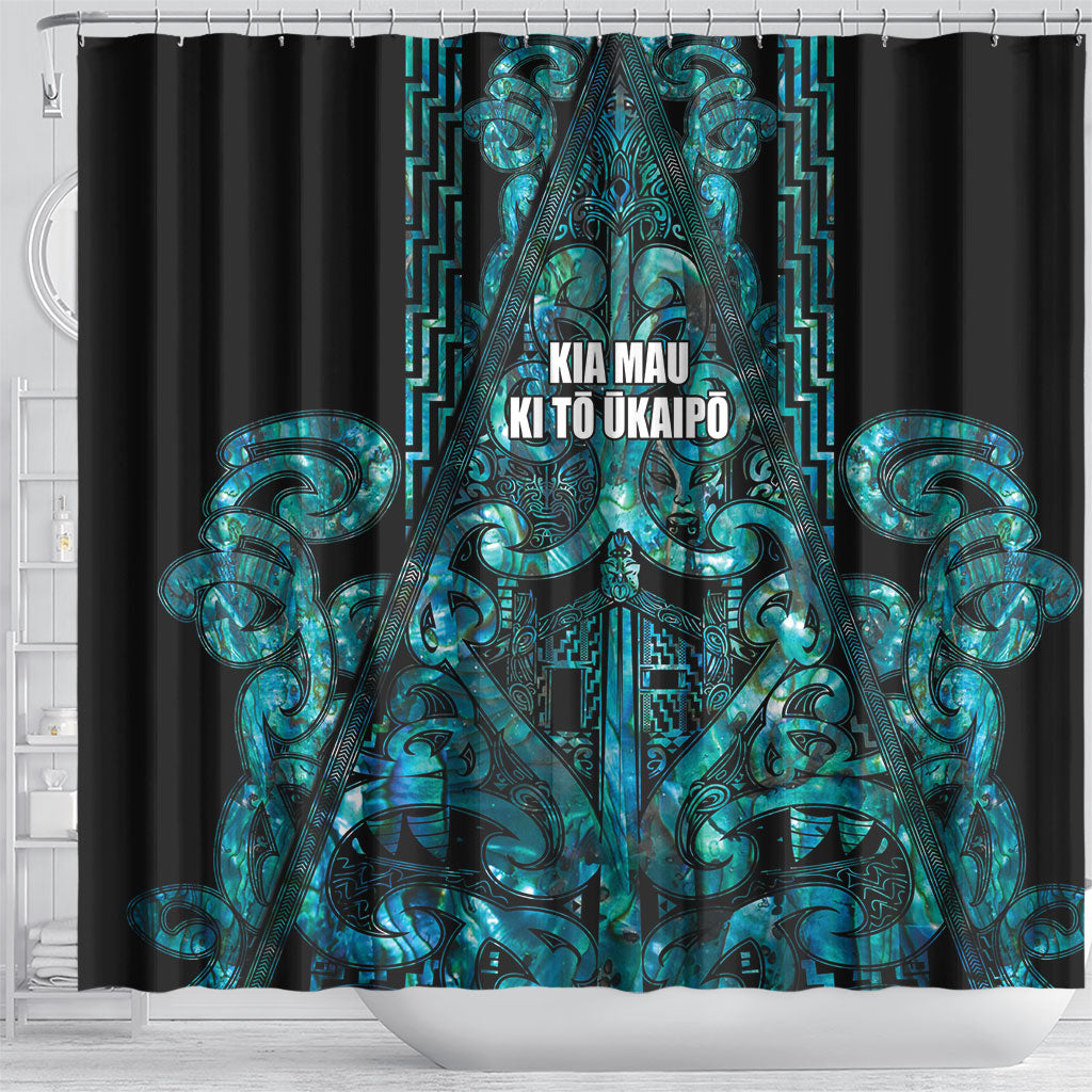 Maori Language Week Shower Curtain Kia Mau Ki To Ukaipo Paua Shell Color