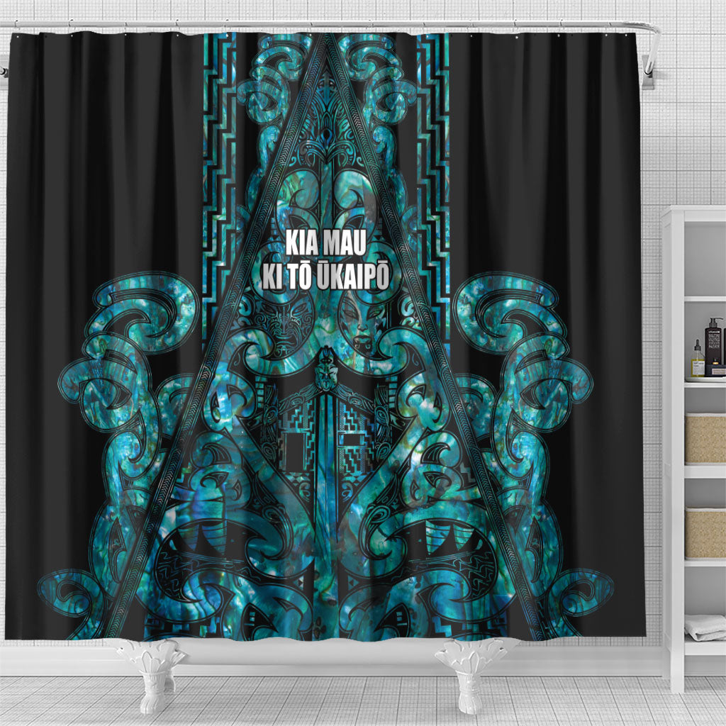 Maori Language Week Shower Curtain Kia Mau Ki To Ukaipo Paua Shell Color
