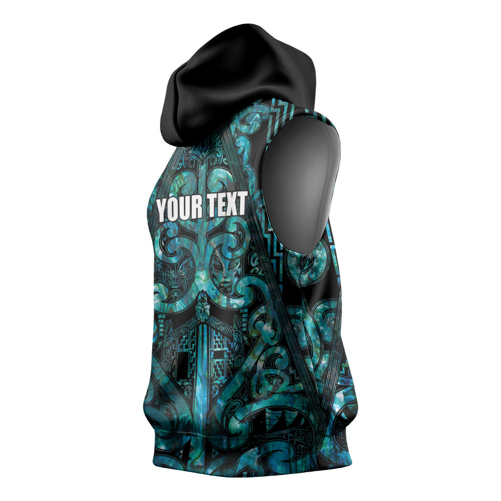 Maori Language Week Personalised Sleeveless Hoodie Kia Mau Ki To Ukaipo Paua Shell Color