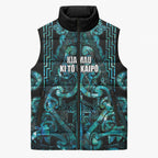 Maori Language Week Personalised Sleeveless Puffer Jacket Kia Mau Ki To Ukaipo Paua Shell Color