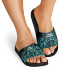 Maori Language Week Slide Sandals Kia Mau Ki To Ukaipo Paua Shell Color