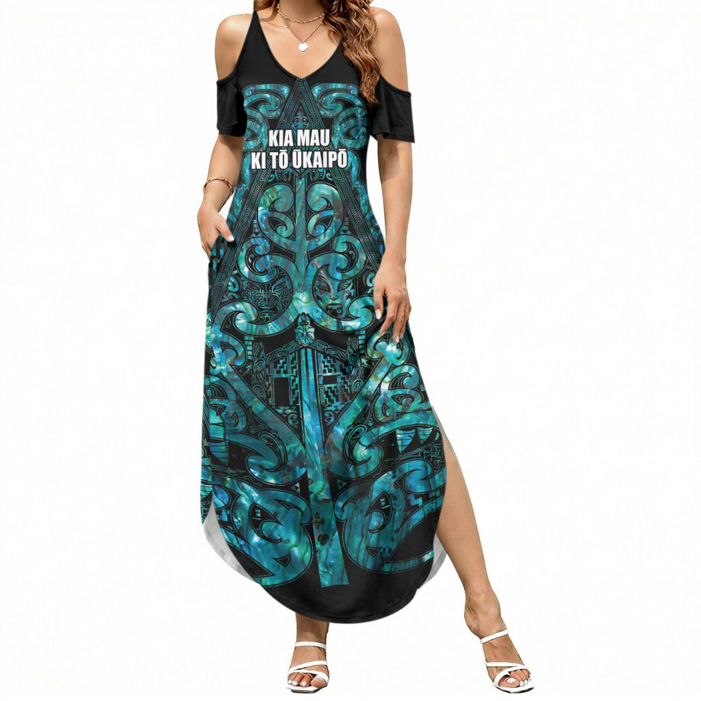 Maori Language Week Personalised Summer Maxi Dress Kia Mau Ki To Ukaipo Paua Shell Color