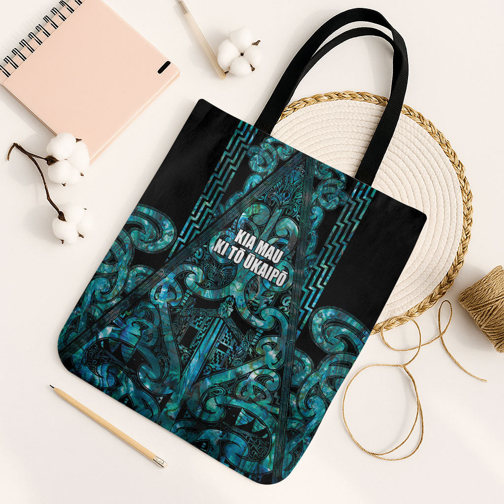 Maori Language Week Tote Bag Kia Mau Ki To Ukaipo Paua Shell Color