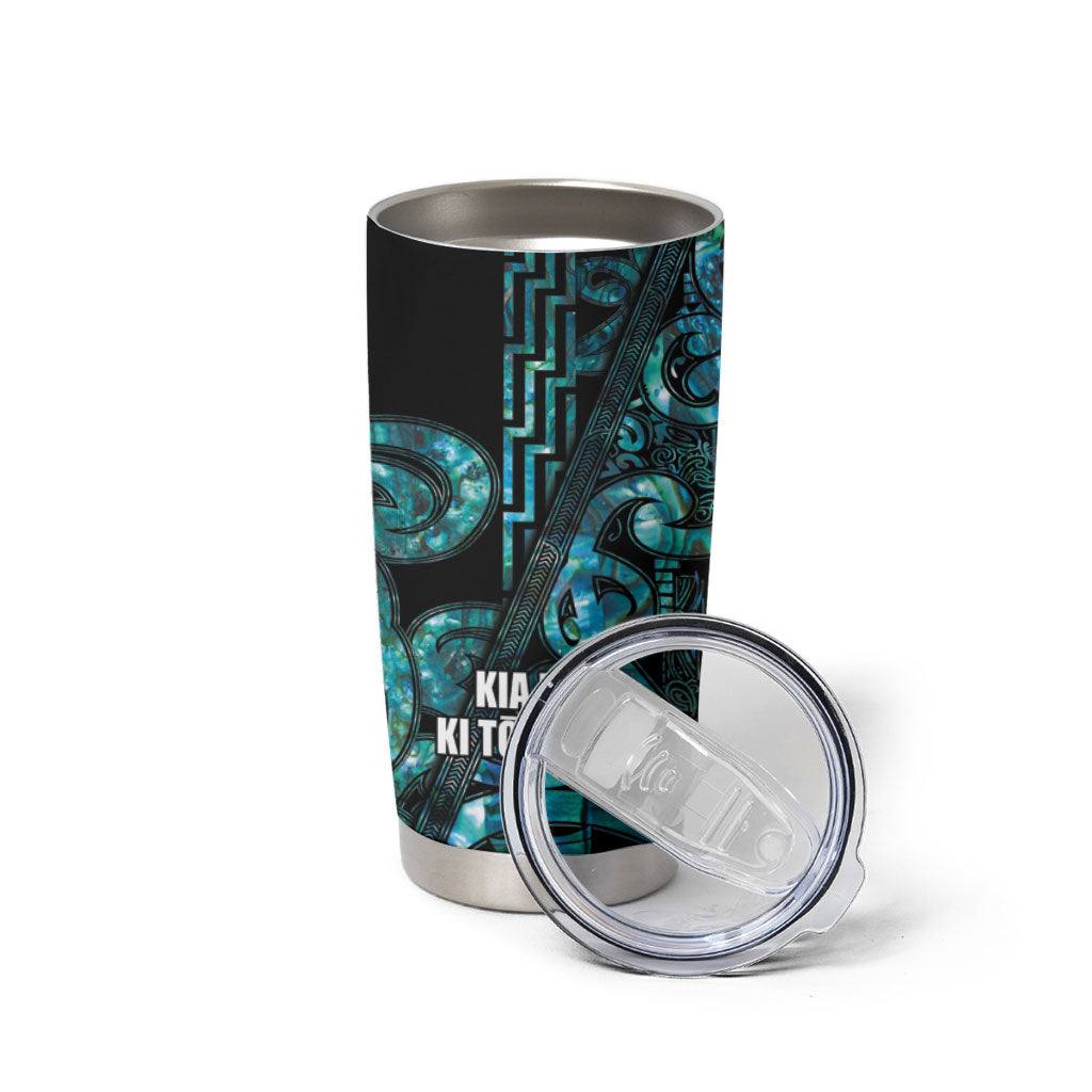 Maori Language Week Personalised Tumbler Cup Kia Mau Ki To Ukaipo Paua Shell Color